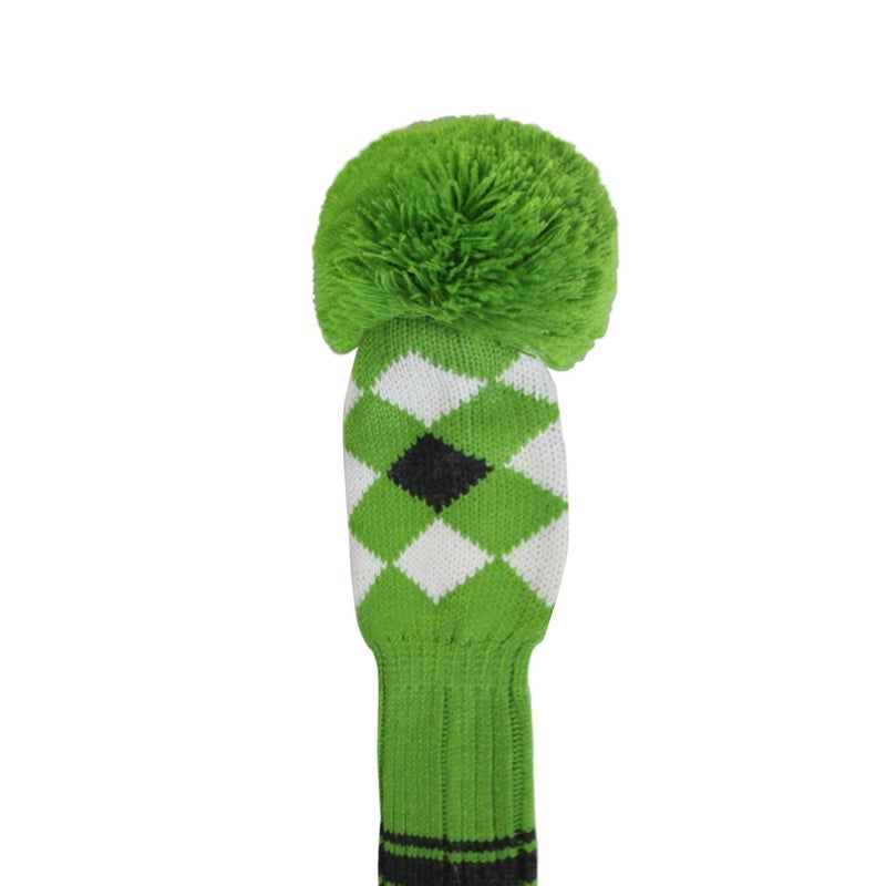 Scott Edward Green Grey White Argyle Golf Club Head Covers, Acrylic Yarn Double-Layers Knitted, with Rotatable Number Tags Set of 4 (Green Grey White Argyle Grey Stripes) - Image 5